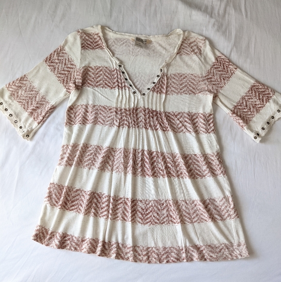 LUCKY BRAND Striped elbow length sleeve Top - Picture 9 of 11